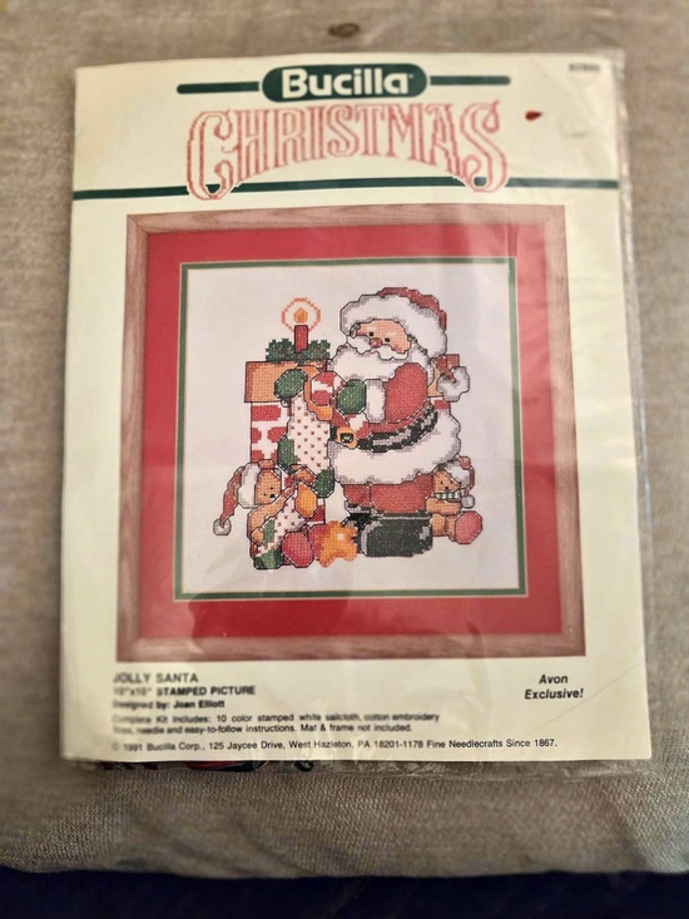 Bucilla Jolly Santa Stamped Picture Kit Christmas Stamped Picture Kit